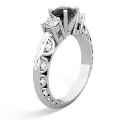 Onyx Art Deco Eternal Embrace Engagement 14K White Gold ring C2003