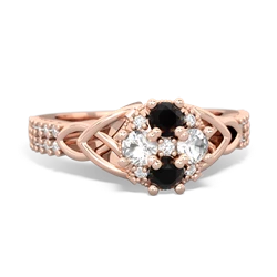 Onyx Celtic Knot Cluster Engagement 14K Rose Gold ring R26443RD