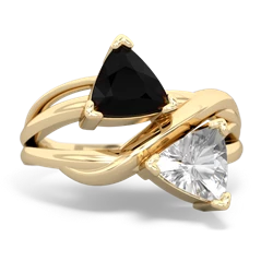 Onyx Split Band Swirl 14K Yellow Gold ring R2341