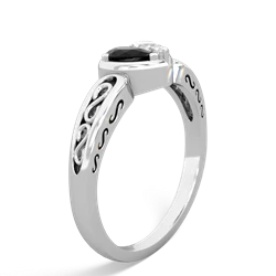 Onyx Filligree 'One Heart' 14K White Gold ring R5070