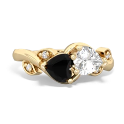 Onyx Floral Elegance 14K Yellow Gold ring R5790