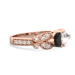 Onyx Diamond Butterflies 14K Rose Gold ring R5601