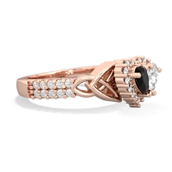 Onyx Celtic Knot Two Hearts As One 14K Rose Gold ring R2644HRT