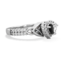 Onyx Celtic Knot Two Hearts As One 14K White Gold ring R2644HRT