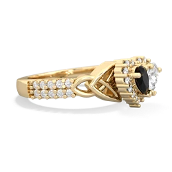 Onyx Celtic Knot Two Hearts As One 14K Yellow Gold ring R2644HRT