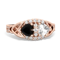 Onyx Sparkling Celtic Knot 14K Rose Gold ring R2645