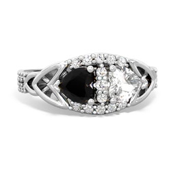 Onyx Sparkling Celtic Knot 14K White Gold ring R2645