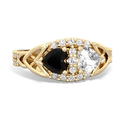 Onyx Sparkling Celtic Knot 14K Yellow Gold ring R2645