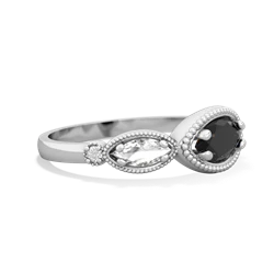 Onyx Milgrain Marquise 14K White Gold ring R5700