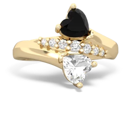 Onyx Heart To Heart 14K Yellow Gold ring R2064