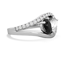 Onyx Nestled Heart Keepsake 14K White Gold ring R5650