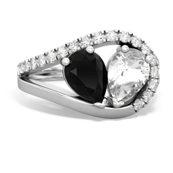 Onyx Nestled Heart Keepsake 14K White Gold ring R5650