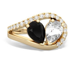 Onyx Nestled Heart Keepsake 14K Yellow Gold ring R5650