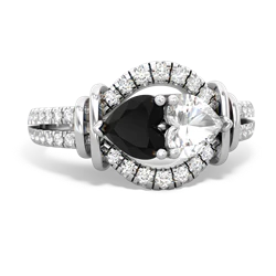 Onyx Art-Deco Keepsake 14K White Gold ring R5630