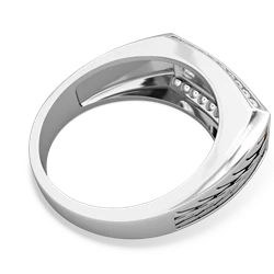 Onyx Three Stone Tire Tread Men's 14K White Gold ring R0520