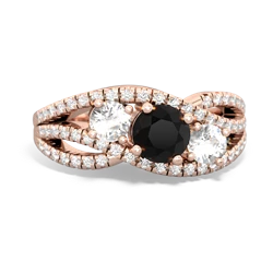 Onyx Three Stone Aurora 14K Rose Gold ring R3080