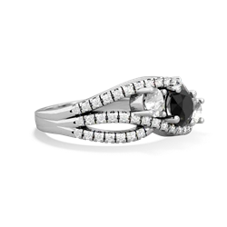 Onyx Three Stone Aurora 14K White Gold ring R3080