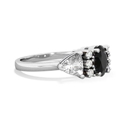 Onyx Antique Style Three Stone 14K White Gold ring R2186