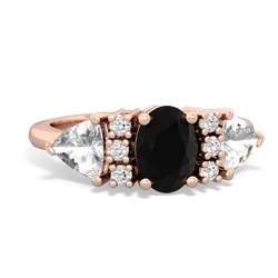 Onyx Antique Style Three Stone 14K Rose Gold ring R2186