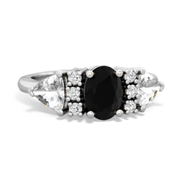 Onyx Antique Style Three Stone 14K White Gold ring R2186