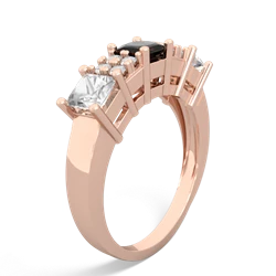 Onyx Three Stone Diamond Cluster 14K Rose Gold ring R2592