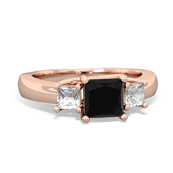 Onyx Three Stone Trellis 14K Rose Gold ring R4015