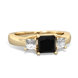 Onyx Three Stone Trellis 14K Yellow Gold ring R4015