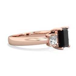 Onyx Three Stone Emerald-Cut Trellis 14K Rose Gold ring R4021