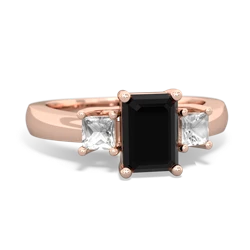 Onyx Three Stone Emerald-Cut Trellis 14K Rose Gold ring R4021