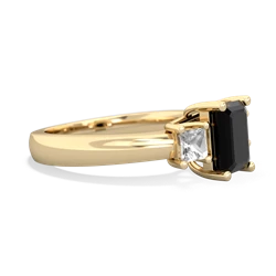 Onyx Three Stone Emerald-Cut Trellis 14K Yellow Gold ring R4021