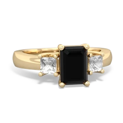 Onyx Three Stone Emerald-Cut Trellis 14K Yellow Gold ring R4021