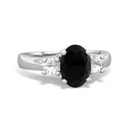 Onyx Three Stone Oval Trellis 14K White Gold ring R4024