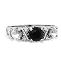 Onyx Hugs And Kisses 14K White Gold ring R5016