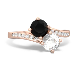 Onyx Channel Set Two Stone 14K Rose Gold ring R5303