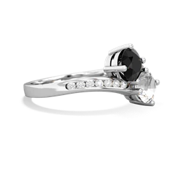 Onyx Channel Set Two Stone 14K White Gold ring R5303