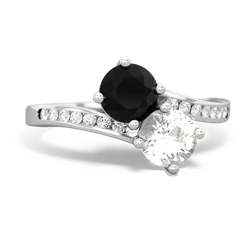 Onyx Channel Set Two Stone 14K White Gold ring R5303