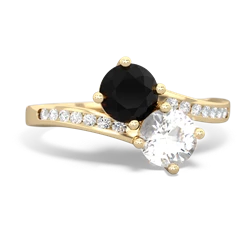 Onyx Channel Set Two Stone 14K Yellow Gold ring R5303