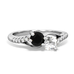 Onyx Infinity Pave Two Stone 14K White Gold ring R5285