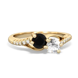 Onyx Infinity Pave Two Stone 14K Yellow Gold ring R5285