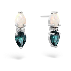 Opal Bowtie Drop 14K White Gold earrings E0865