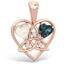 Opal Celtic Trinity Heart 14K Rose Gold pendant P5331