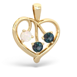 Opal Glowing Heart 14K Yellow Gold pendant P2233