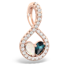 Opal Pave Twist 'One Heart' 14K Rose Gold pendant P5360