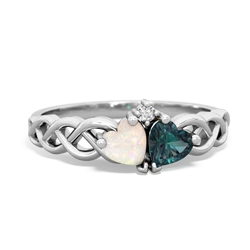 Opal Heart To Heart Braid 14K White Gold ring R5870