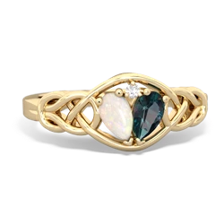 Opal Celtic Love Knot 14K Yellow Gold ring R5420