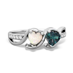 Opal Side By Side 14K White Gold ring R3090