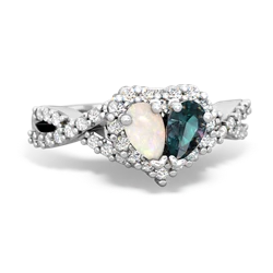 Opal Diamond Twist 'One Heart' 14K White Gold ring R2640HRT