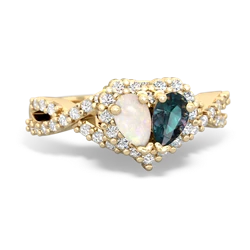 Opal Diamond Twist 'One Heart' 14K Yellow Gold ring R2640HRT