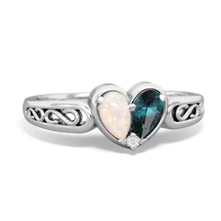 Opal Filligree 'One Heart' 14K White Gold ring R5070