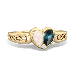 Opal Filligree 'One Heart' 14K Yellow Gold ring R5070